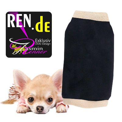 Artikel Nr-H08T91B__H08T91B-0__xxs,-herrlicher-hundepullover-in-schwarz-mit-camelfarbenen-kragen-und-buendchen-aus-fleece-stoff.-fleece-stoff-Nr-H08T91B-